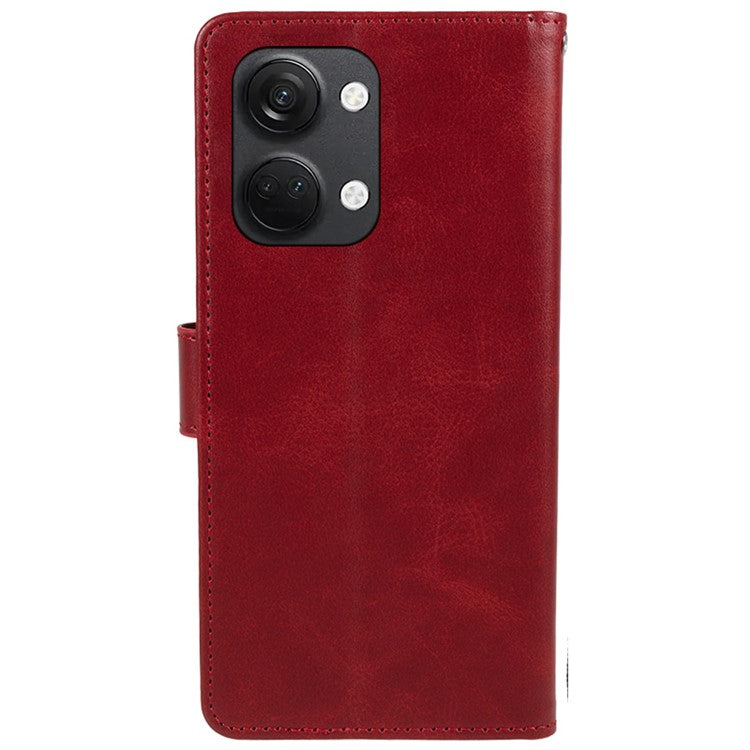For OnePlus Ace 2V / Nord 3 5G PU Leather Phone Case Calf Texture Wallet Stand Anti-drop Cover - Red
