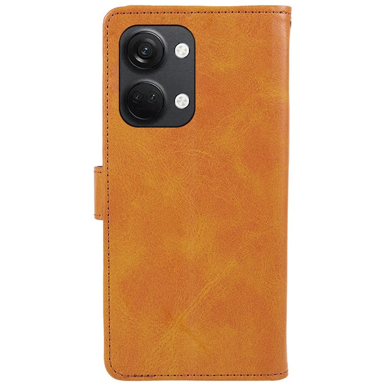 For OnePlus Ace 2V / Nord 3 5G PU Leather Phone Case Calf Texture Wallet Stand Anti-drop Cover - Khaki