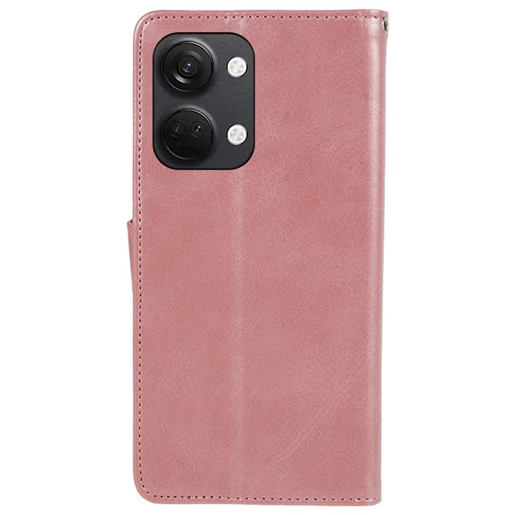 For OnePlus Ace 2V / Nord 3 5G PU Leather Phone Case Calf Texture Wallet Stand Anti-drop Cover - Rose Gold