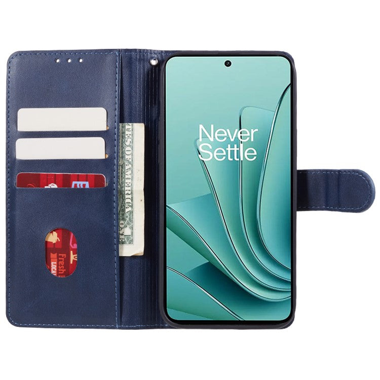 For OnePlus Ace 2V / Nord 3 5G PU Leather Phone Case Calf Texture Wallet Stand Anti-drop Cover - Blue