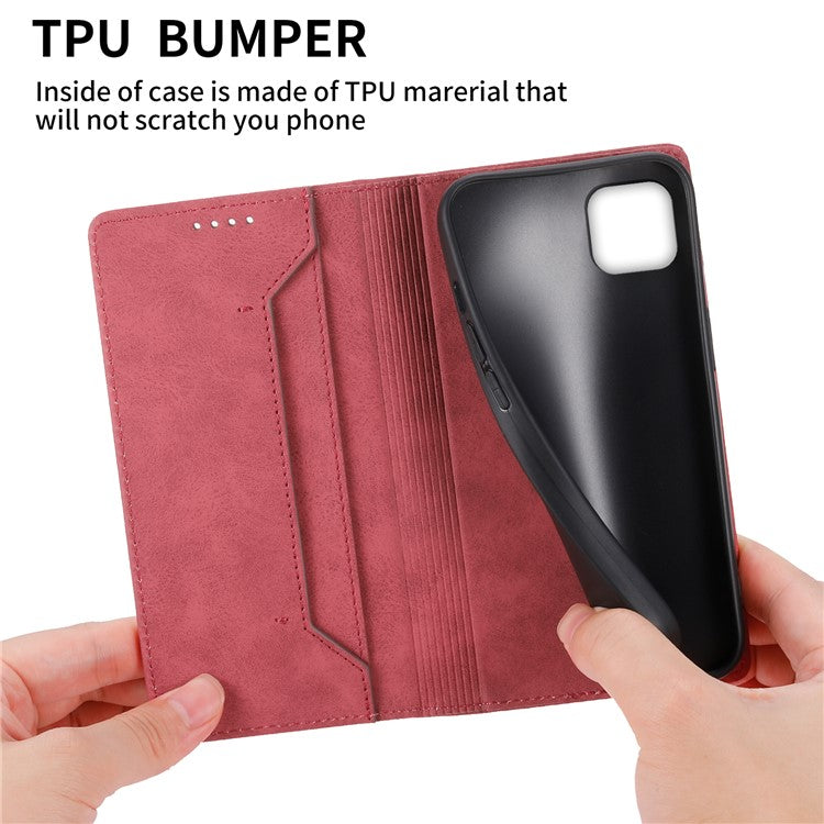 DF-05 For Samsung Galaxy A22 5G (EU Version) RFID Blocking Phone Case Leather Wallet Stand Anti-drop Cover - Red