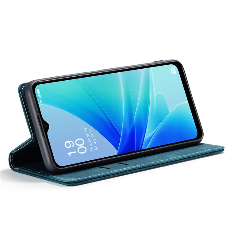 CASEME 013 Series Leather Case for Oppo A57 4G / A57s 4G / A57e 4G / A77 4G / A77s 4G / OnePlus Nord N20 SE 4G Wallet Stand Phone Cover - Blue