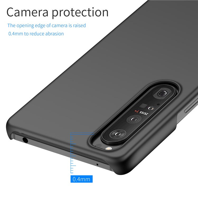 For Sony Xperia 1 III 5G Solid Color Shockproof Phone Case Hard PC Back Cover - Black