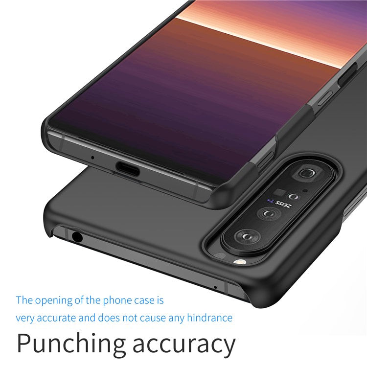 For Sony Xperia 1 III 5G Solid Color Shockproof Phone Case Hard PC Back Cover - Black