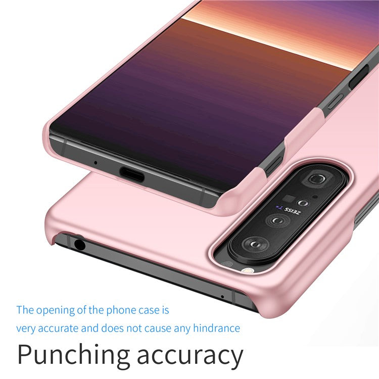 For Sony Xperia 1 III 5G Solid Color Shockproof Phone Case Hard PC Back Cover - Rose Gold