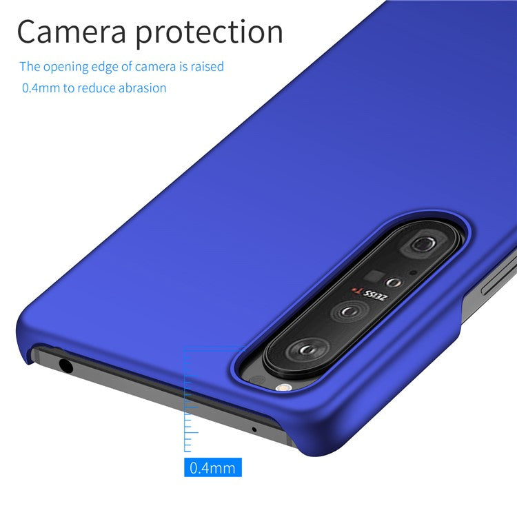 For Sony Xperia 1 III 5G Solid Color Shockproof Phone Case Hard PC Back Cover - Blue