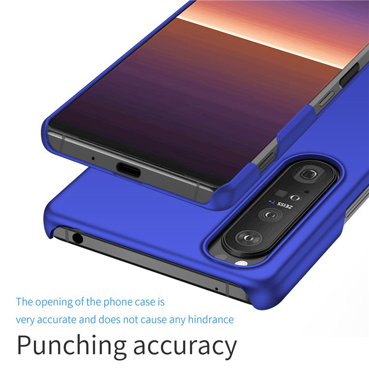 For Sony Xperia 1 III 5G Solid Color Shockproof Phone Case Hard PC Back Cover - Blue