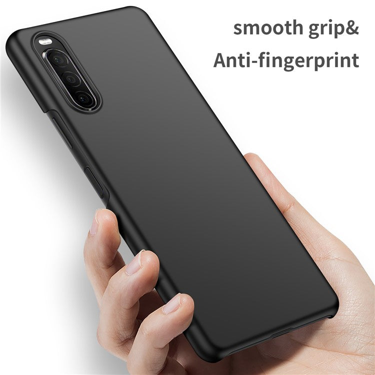 For Sony Xperia 10 II Hard PC Anti-scratch Phone Cover Solid Color Drop-proof Case - Black