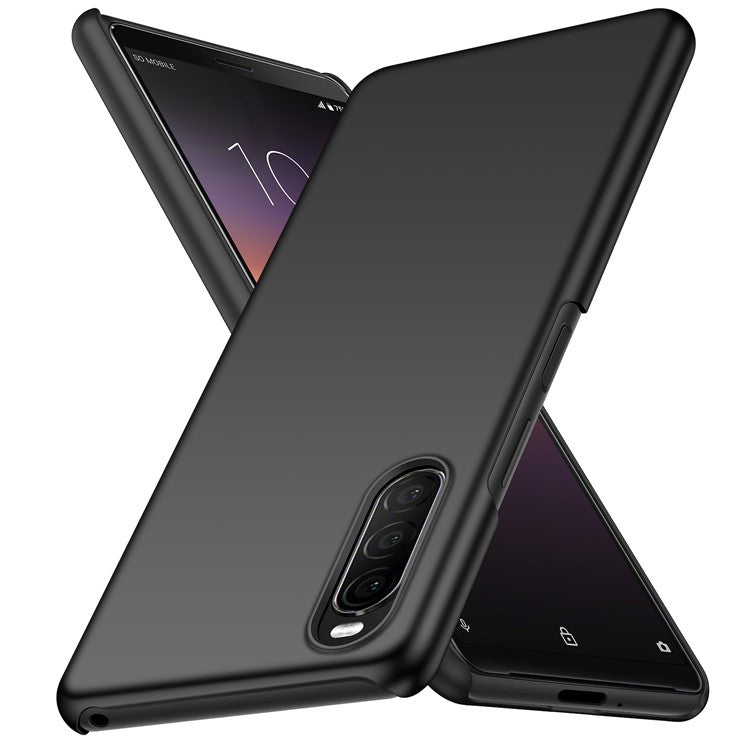 For Sony Xperia 10 II Hard PC Anti-scratch Phone Cover Solid Color Drop-proof Case - Black