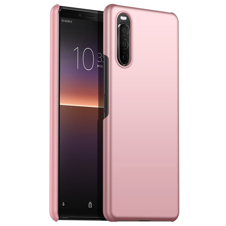 For Sony Xperia 10 II Hard PC Anti-scratch Phone Cover Solid Color Drop-proof Case - Rose Gold