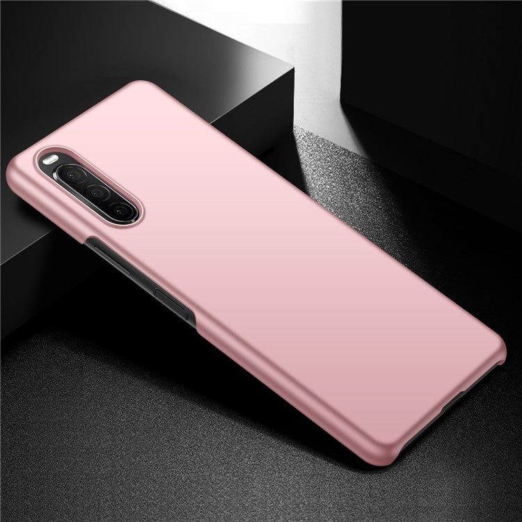 For Sony Xperia 10 II Hard PC Anti-scratch Phone Cover Solid Color Drop-proof Case - Rose Gold