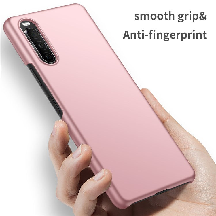 For Sony Xperia 10 II Hard PC Anti-scratch Phone Cover Solid Color Drop-proof Case - Rose Gold