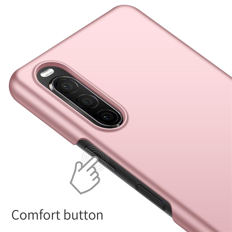 For Sony Xperia 10 II Hard PC Anti-scratch Phone Cover Solid Color Drop-proof Case - Rose Gold