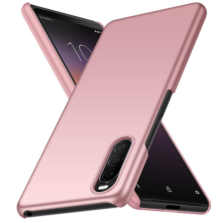 For Sony Xperia 10 II Hard PC Anti-scratch Phone Cover Solid Color Drop-proof Case - Rose Gold