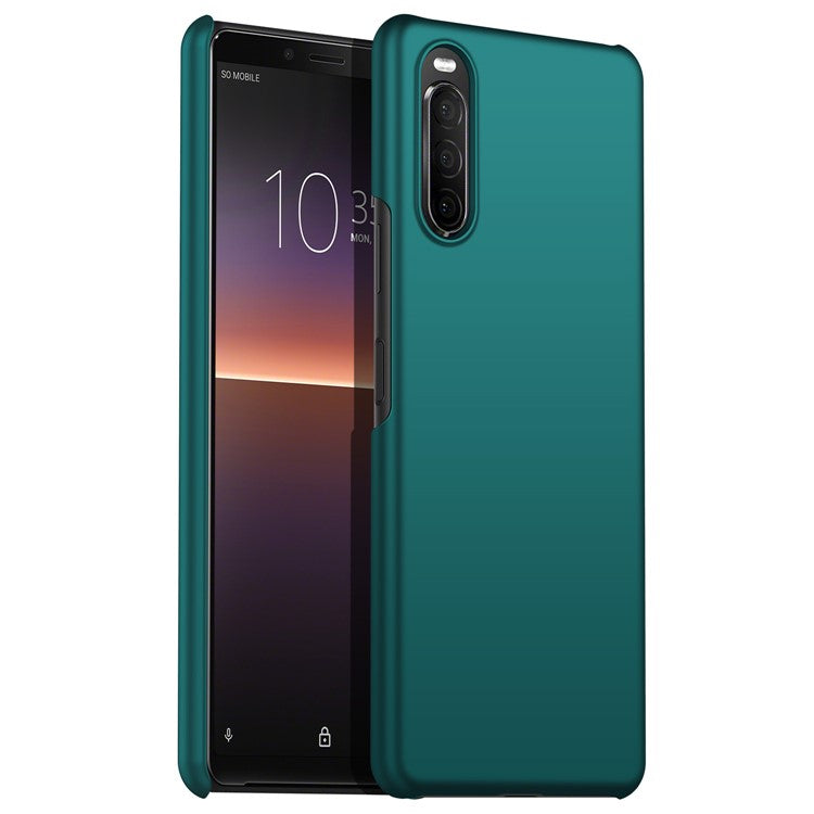 For Sony Xperia 10 II Hard PC Anti-scratch Phone Cover Solid Color Drop-proof Case - Green