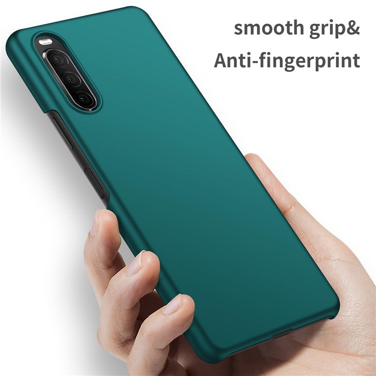 For Sony Xperia 10 II Hard PC Anti-scratch Phone Cover Solid Color Drop-proof Case - Green