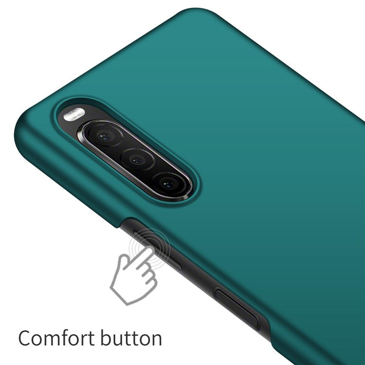 For Sony Xperia 10 II Hard PC Anti-scratch Phone Cover Solid Color Drop-proof Case - Green