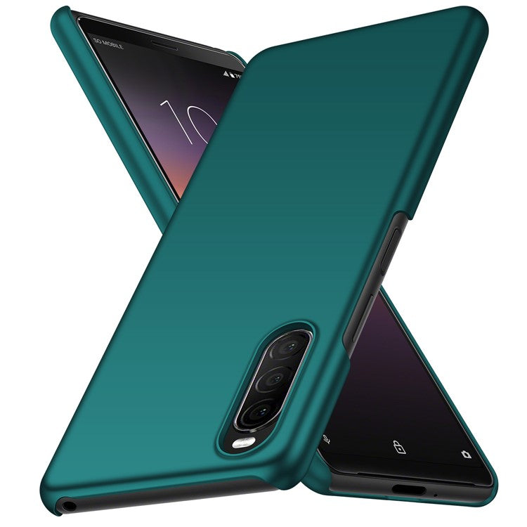 For Sony Xperia 10 II Hard PC Anti-scratch Phone Cover Solid Color Drop-proof Case - Green
