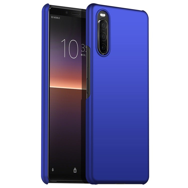 For Sony Xperia 10 II Hard PC Anti-scratch Phone Cover Solid Color Drop-proof Case - Blue