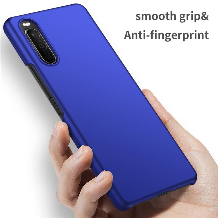 For Sony Xperia 10 II Hard PC Anti-scratch Phone Cover Solid Color Drop-proof Case - Blue