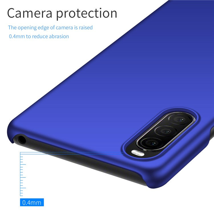 For Sony Xperia 10 II Hard PC Anti-scratch Phone Cover Solid Color Drop-proof Case - Blue