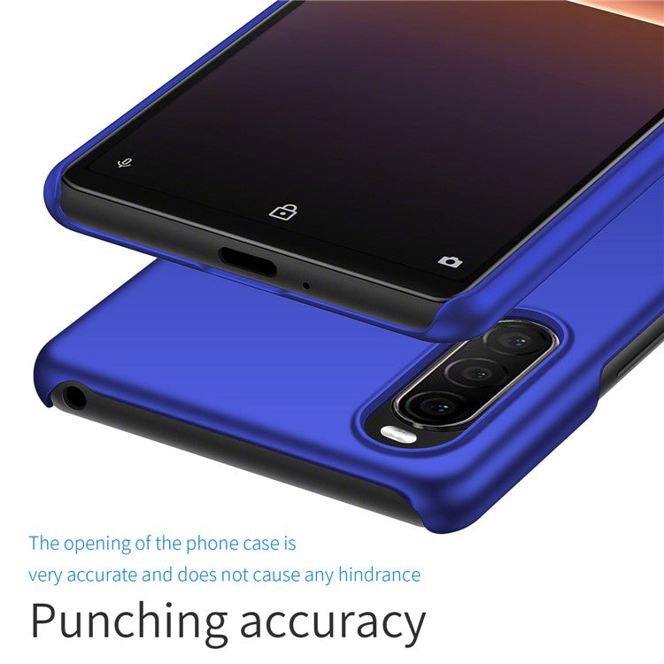 For Sony Xperia 10 II Hard PC Anti-scratch Phone Cover Solid Color Drop-proof Case - Blue