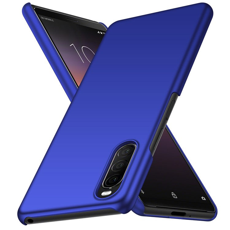 For Sony Xperia 10 II Hard PC Anti-scratch Phone Cover Solid Color Drop-proof Case - Blue