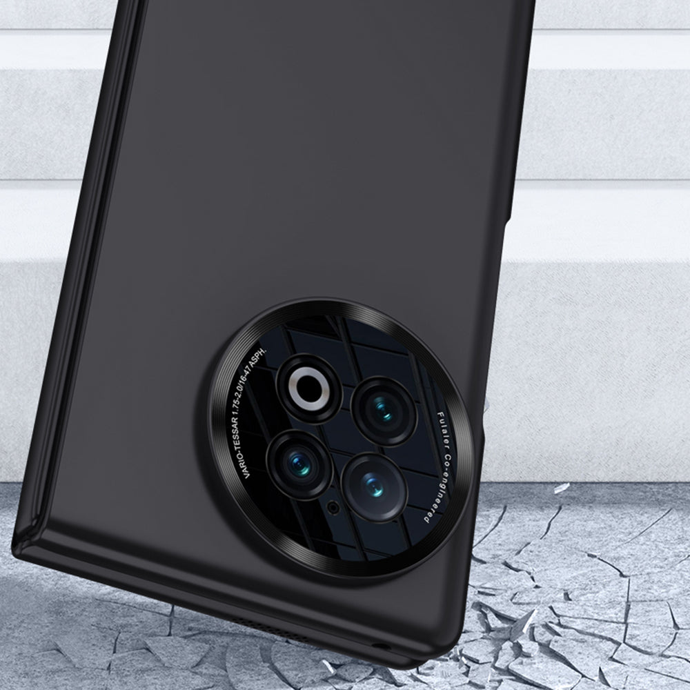 Skin-touch Phone Case for vivo X Fold2 , Hard PC Cover with Tempered Glass Film (Support Fingerprint Unlock) - Black