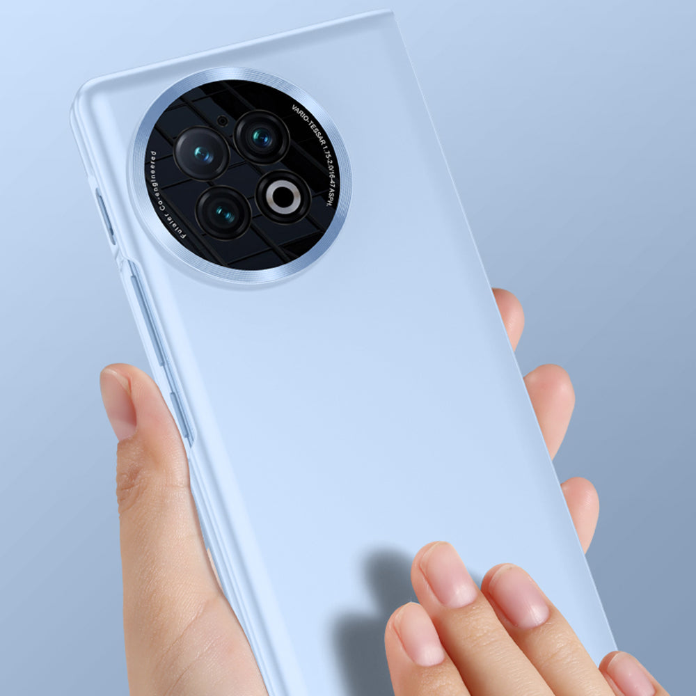 Skin-touch Phone Case for vivo X Fold2 , Hard PC Cover with Tempered Glass Film (Support Fingerprint Unlock) - Black