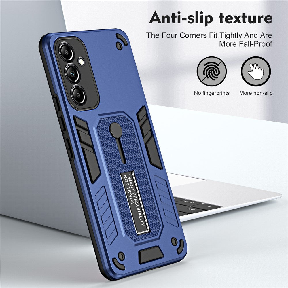 For Samsung Galaxy M14 5G Silicone Ring Strap TPU+PC Phone Case Metal Kickstand Cover - Blue