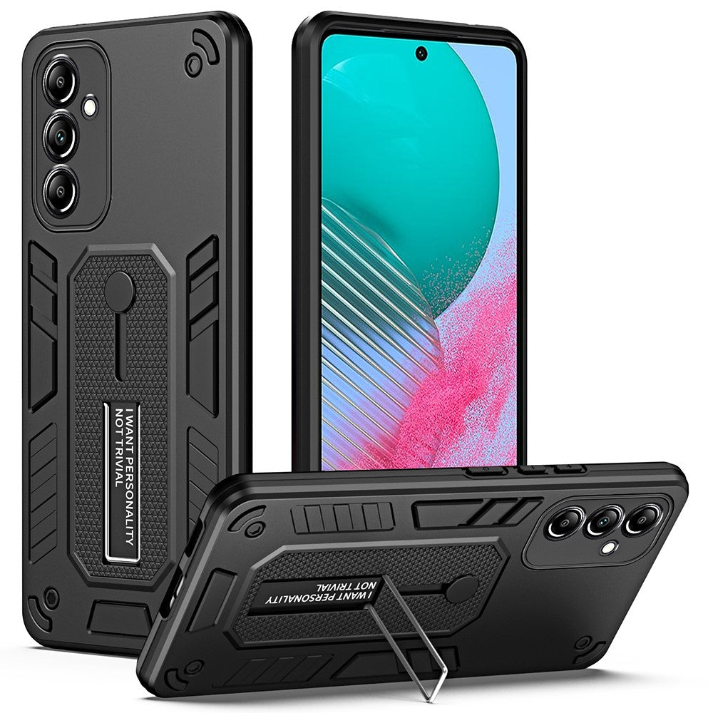 For Samsung Galaxy M54 5G / F54 5G Phone Case Silicone Ring Strap TPU+PC Back Cover with Metal Kickstand - Black