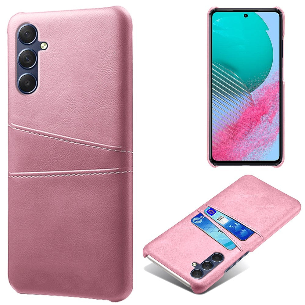For Samsung Galaxy M54 5G / F54 5G Dual Card Slots Phone Case PU Leather Coated Hard PC Back Cover - Rose Gold