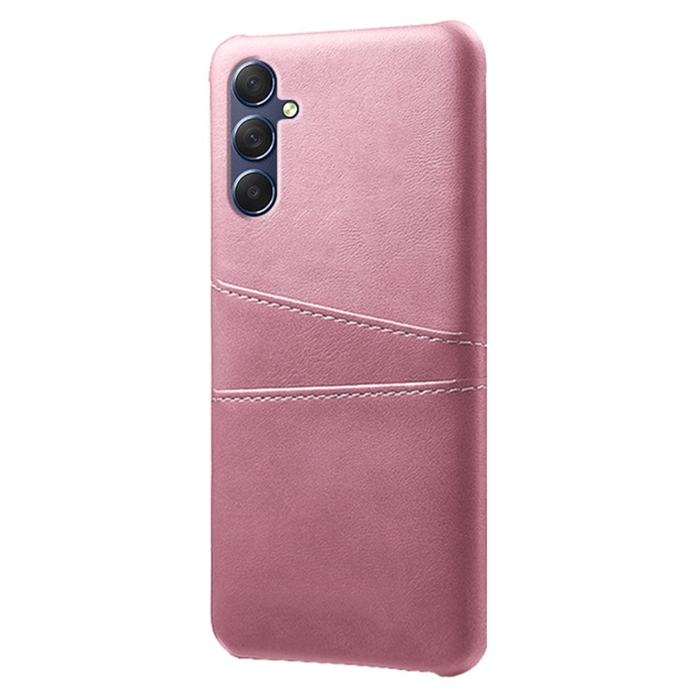 For Samsung Galaxy M54 5G / F54 5G Dual Card Slots Phone Case PU Leather Coated Hard PC Back Cover - Rose Gold