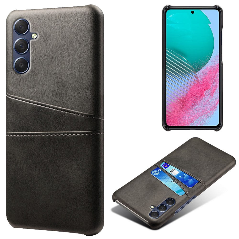 For Samsung Galaxy M54 5G / F54 5G Dual Card Slots Phone Case PU Leather Coated Hard PC Back Cover - Black
