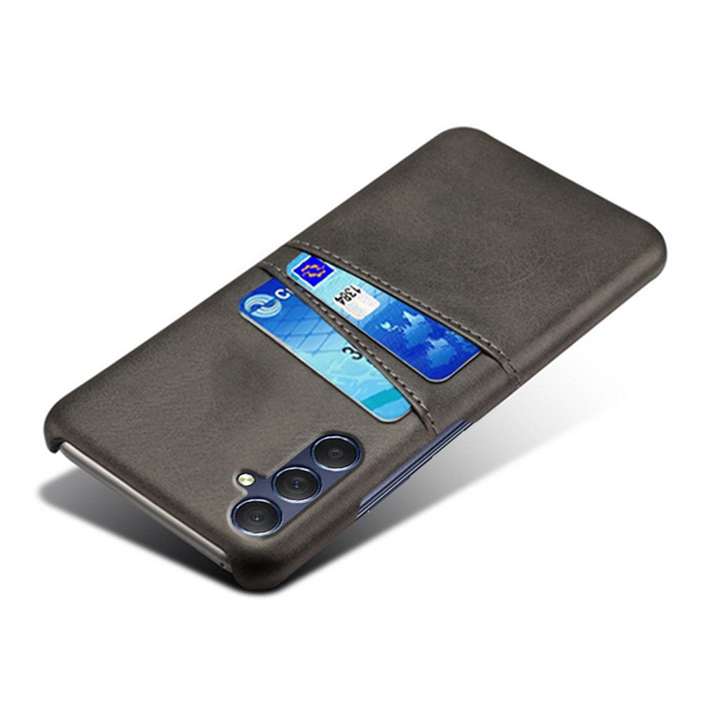 For Samsung Galaxy M54 5G / F54 5G Dual Card Slots Phone Case PU Leather Coated Hard PC Back Cover - Black