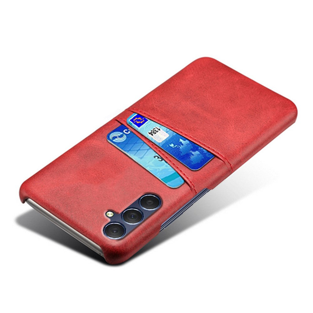 For Samsung Galaxy M54 5G / F54 5G Dual Card Slots Phone Case PU Leather Coated Hard PC Back Cover - Red