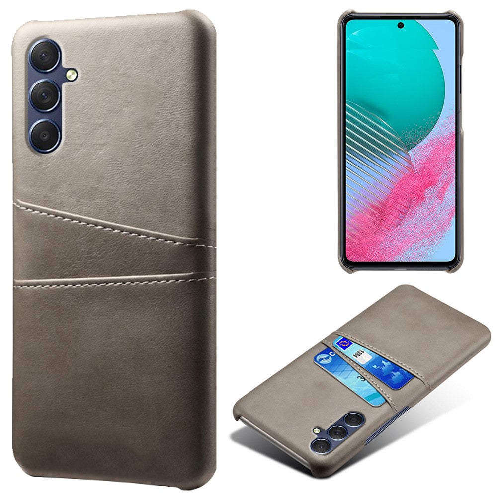 For Samsung Galaxy M54 5G / F54 5G Dual Card Slots Phone Case PU Leather Coated Hard PC Back Cover - Grey