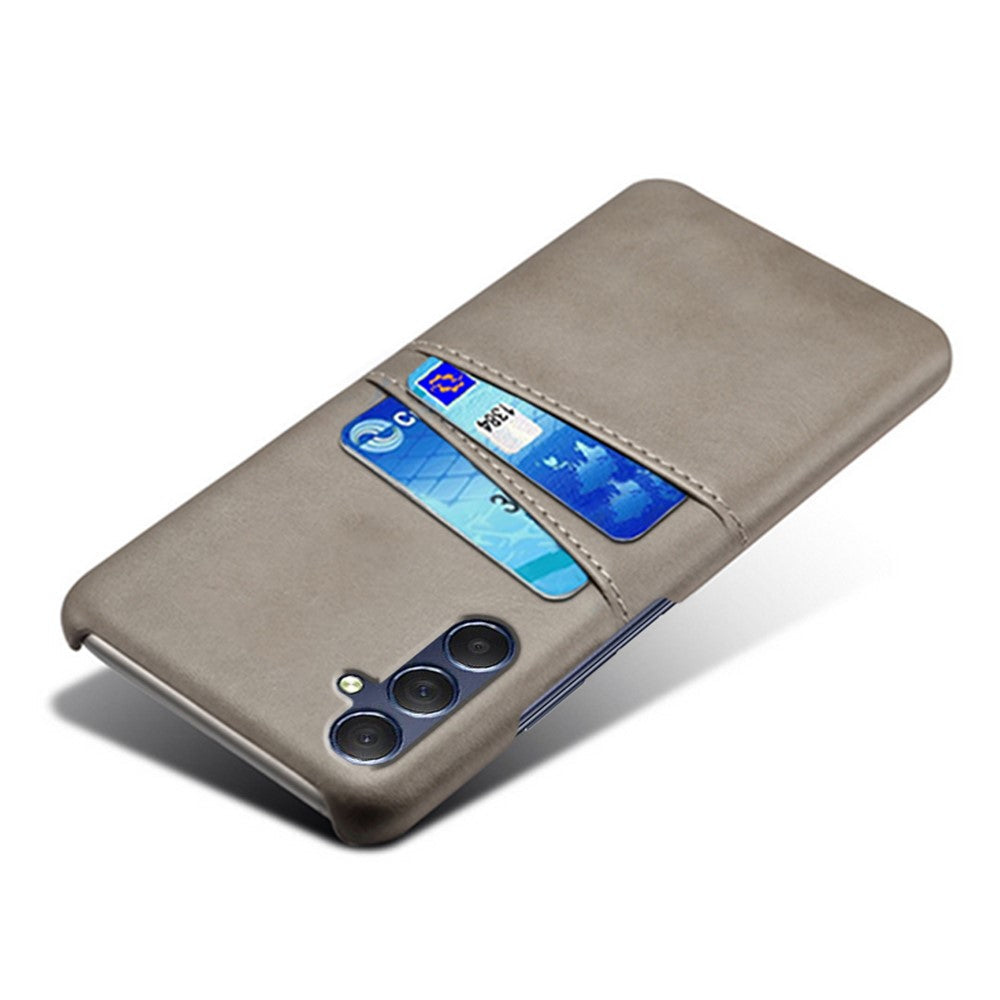 For Samsung Galaxy M54 5G / F54 5G Dual Card Slots Phone Case PU Leather Coated Hard PC Back Cover - Grey