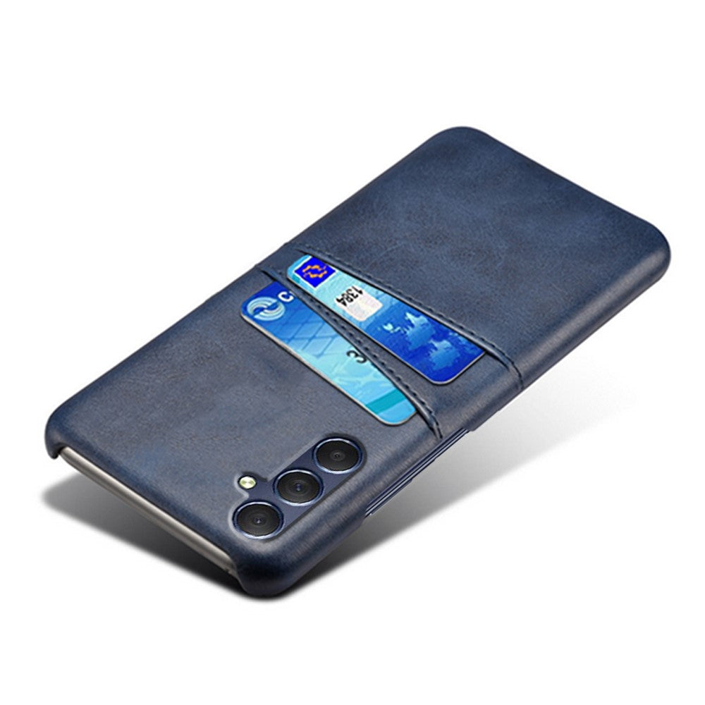 For Samsung Galaxy M54 5G / F54 5G Dual Card Slots Phone Case PU Leather Coated Hard PC Back Cover - Blue