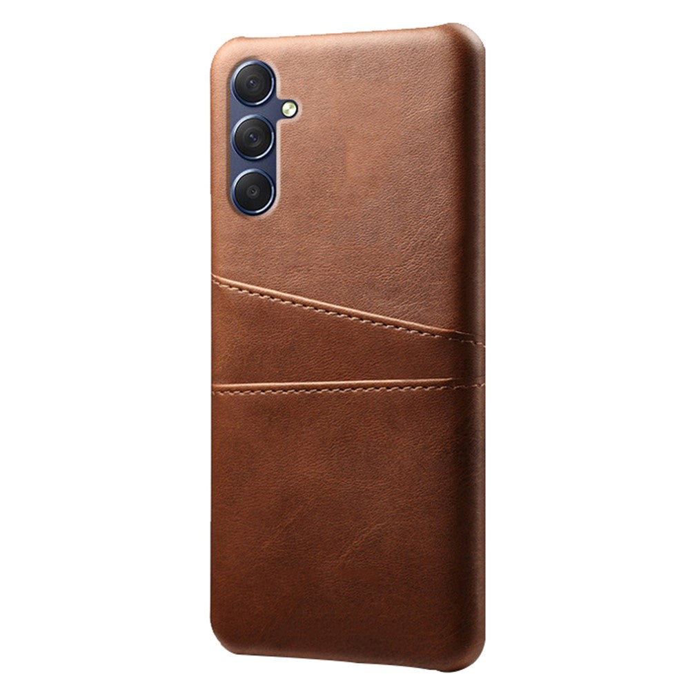 For Samsung Galaxy M54 5G / F54 5G Dual Card Slots Phone Case PU Leather Coated Hard PC Back Cover - Brown