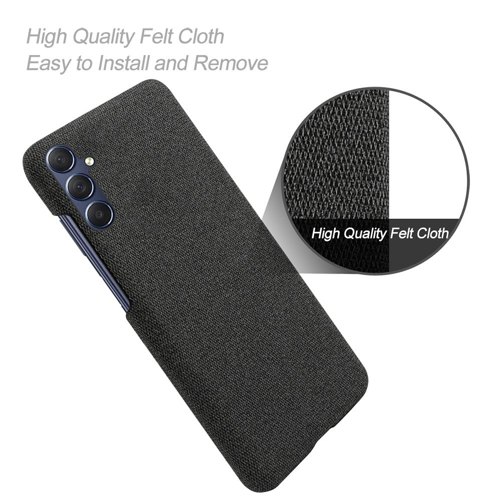 For Samsung Galaxy M54 5G / F54 5G Cloth+Hard PC Back Cover Scratch-proof Protective Phone Case - Black
