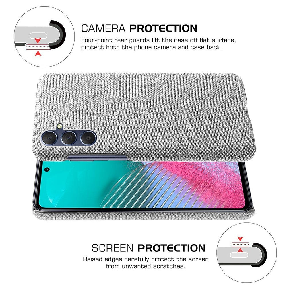 For Samsung Galaxy M54 5G / F54 5G Cloth+Hard PC Back Cover Scratch-proof Protective Phone Case - Light Grey