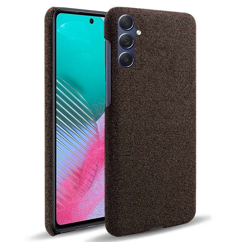 For Samsung Galaxy M54 5G / F54 5G Cloth+Hard PC Back Cover Scratch-proof Protective Phone Case - Brown