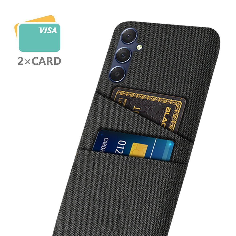 Phone Case for Samsung Galaxy M54 5G / F54 5G , PC + Cloth Anti-drop Cover with Dual Card Slots - Black