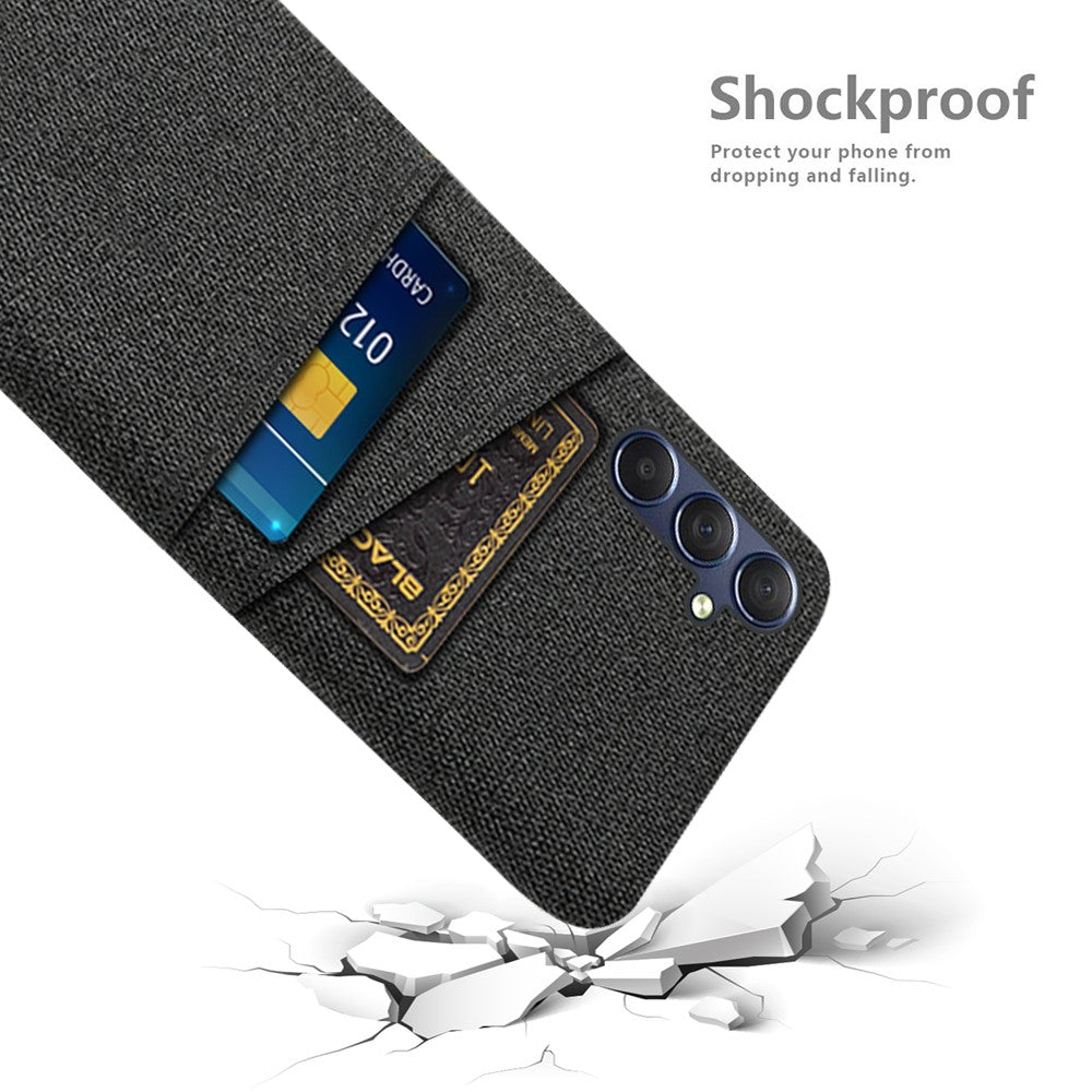 Phone Case for Samsung Galaxy M54 5G / F54 5G , PC + Cloth Anti-drop Cover with Dual Card Slots - Black