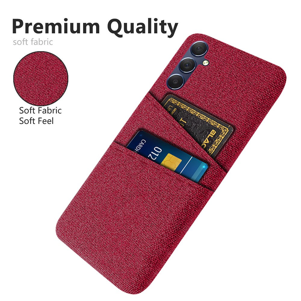 Phone Case for Samsung Galaxy M54 5G / F54 5G , PC + Cloth Anti-drop Cover with Dual Card Slots - Red