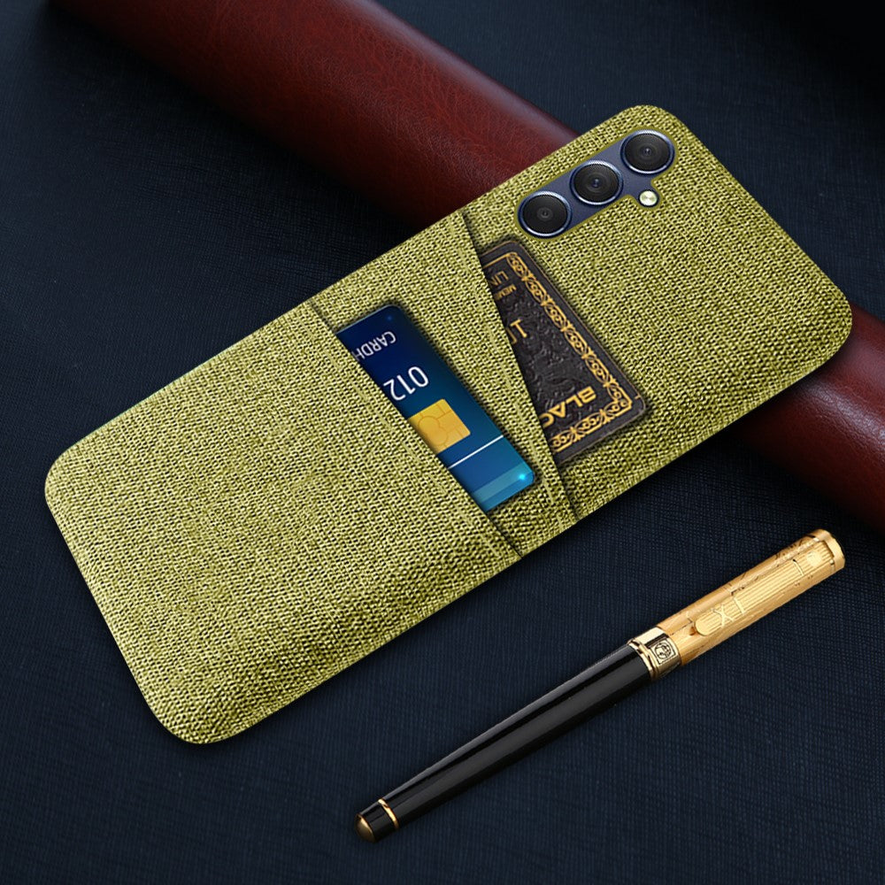 Phone Case for Samsung Galaxy M54 5G / F54 5G , PC + Cloth Anti-drop Cover with Dual Card Slots - Yellow