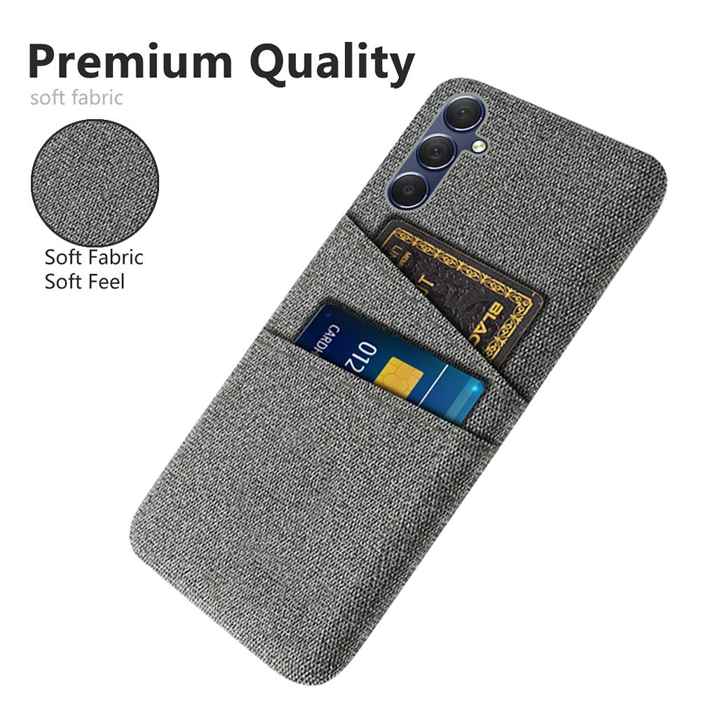 Phone Case for Samsung Galaxy M54 5G / F54 5G , PC + Cloth Anti-drop Cover with Dual Card Slots - Grey