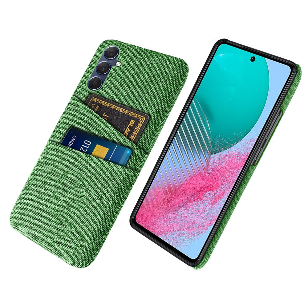 Phone Case for Samsung Galaxy M54 5G / F54 5G , PC + Cloth Anti-drop Cover with Dual Card Slots - Green