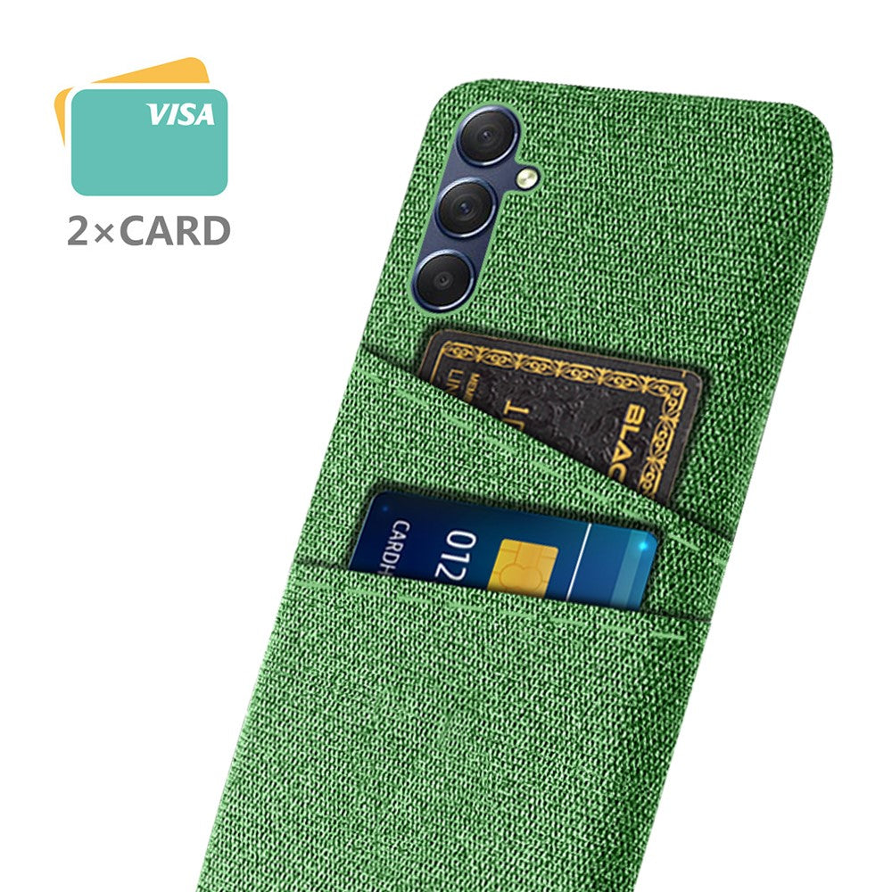Phone Case for Samsung Galaxy M54 5G / F54 5G , PC + Cloth Anti-drop Cover with Dual Card Slots - Green